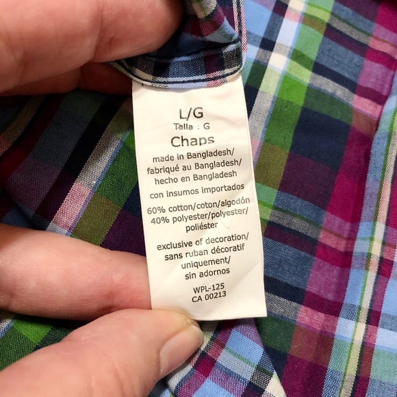 NWT- Chaps Men’s L/S Plaid Collared Button Down- L - Picture 11 of 11